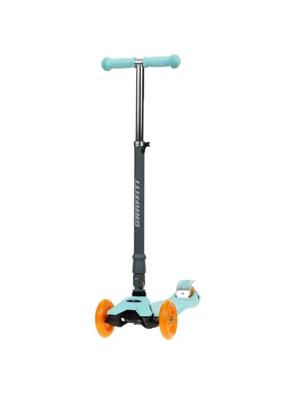 Самокат складной GRAFFITI Baby, колёса световые PU 120/70 мм, ABEC 7, бирюзовый