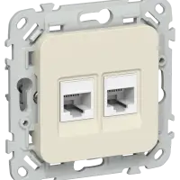 FLITE Розетка 2-местная компьютерная RJ45 категория 5Е UTP РК5е-2-0-ФлСл сливочный IEK