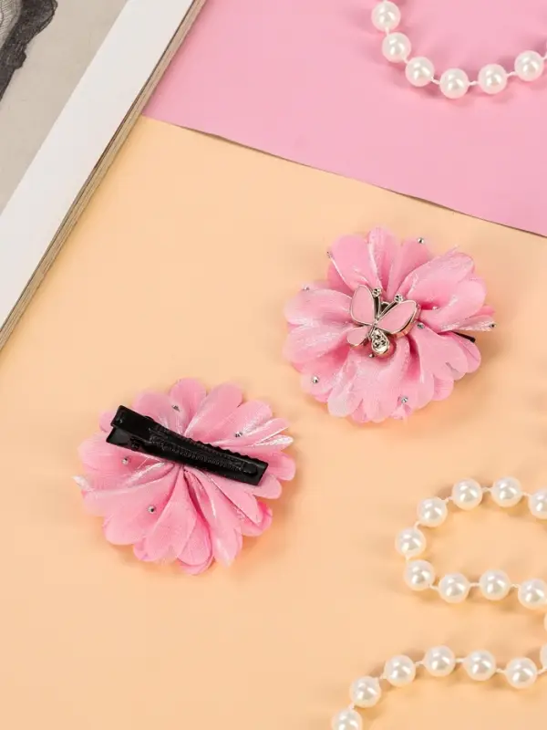 Набор для волос Выбражулька &laquo;Кокетка&raquo;, 4 резинки 4 см, 2 зажима 6 см, нежность бабочка, розовый