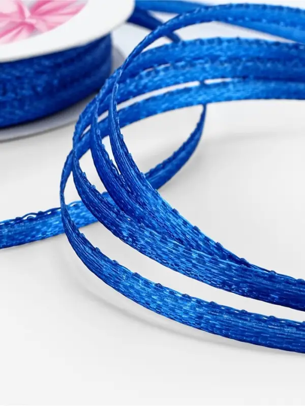 Лента атласная, 3 мм, 45±1 м, синяя №40 Лента атласная, 3 мм, 45±1 м, синяя №40