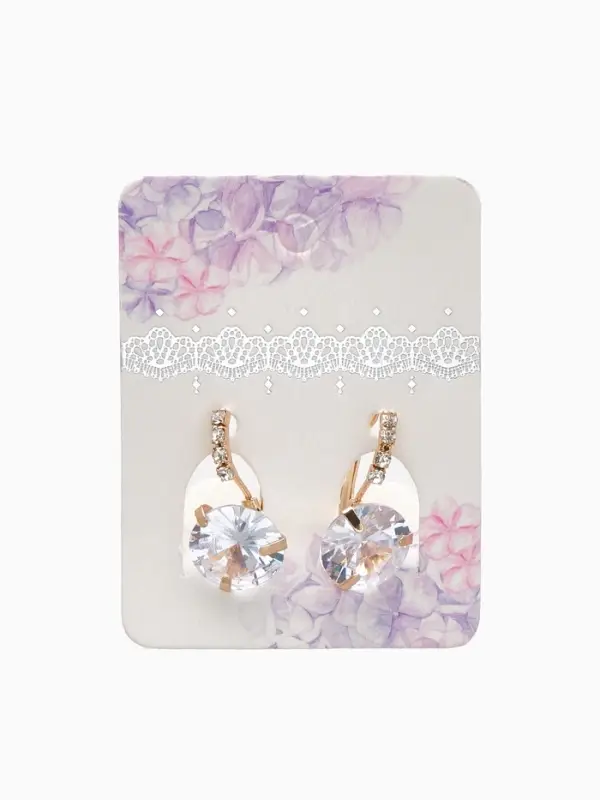 Серьги со стразами &laquo;Циркония&raquo; мини, круг, белые в золоте