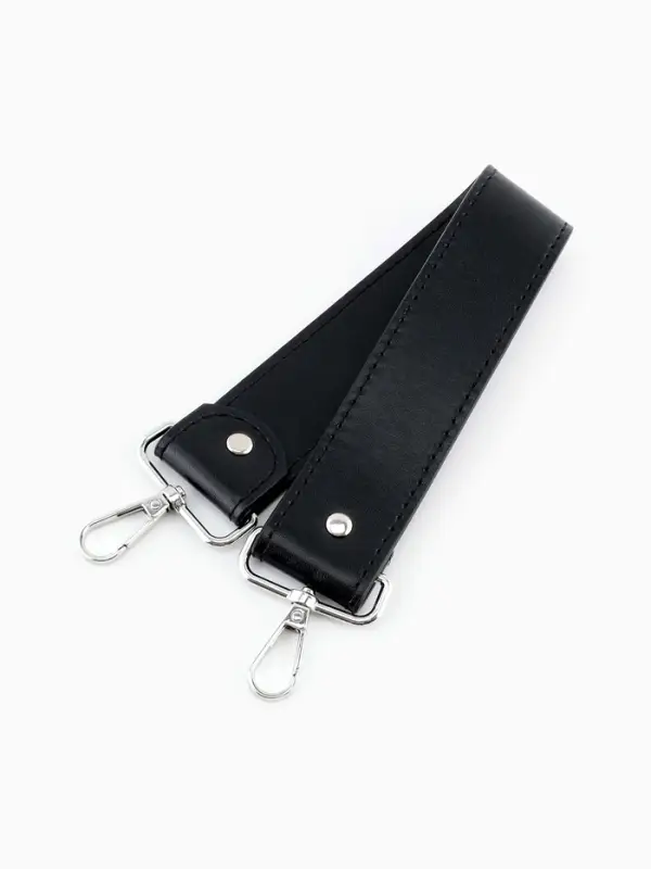 Ручка для сумки, с карабинами, 35&plusmn;1 см &times; 3.5 см, цвет чёрный, серебряный