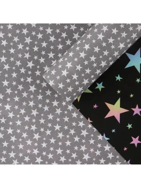 Бумага упаковочная глянцевая двухсторонняя «Звезды», 70 х 100 см