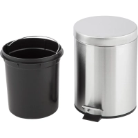 Ведро мусорное стальное 5л кругл сереб с пед и крышк матов 210х290мм _5L-NN