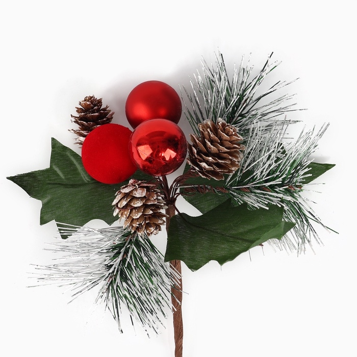 Новогодний декор, веточка  Новогодний декор, веточка "Зимние настроение" 17х14х11 см