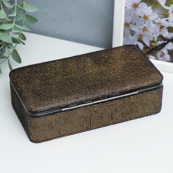 Шкатулка кожзам для украшений  Шкатулка кожзам для украшений "Мелкие квадратики. Шоколад" 6х9,8х18,5 см