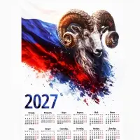 Календарь 2027, настенный, А4 &laquo;Флаг и Овен&raquo;