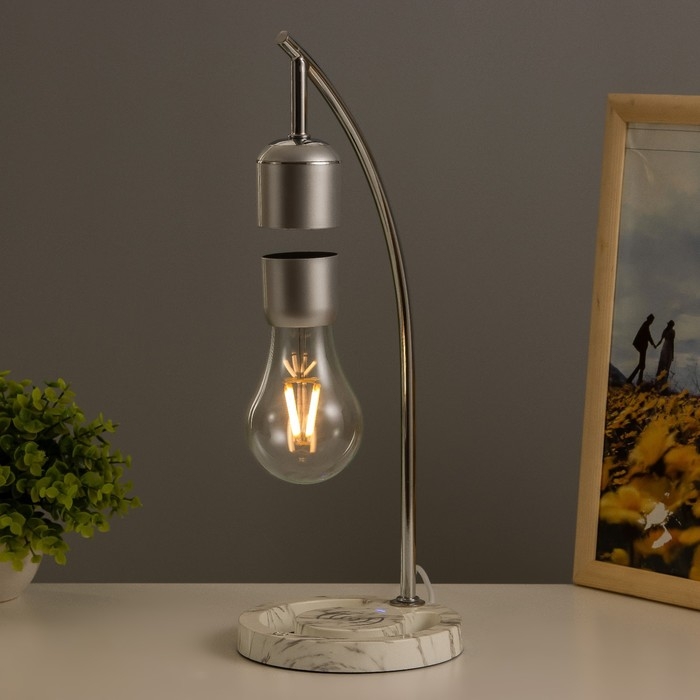 Настольная лампа Настольная лампа "Левитация" LED 5Вт от сети (1,5м) серебро 16х10х36,7 см RISALUX