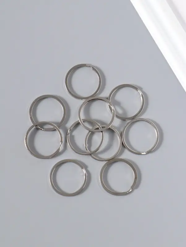 Кольцо для брелока, плоское, d=25 мм, толщина 2 мм, 10 шт., цвет серебряный