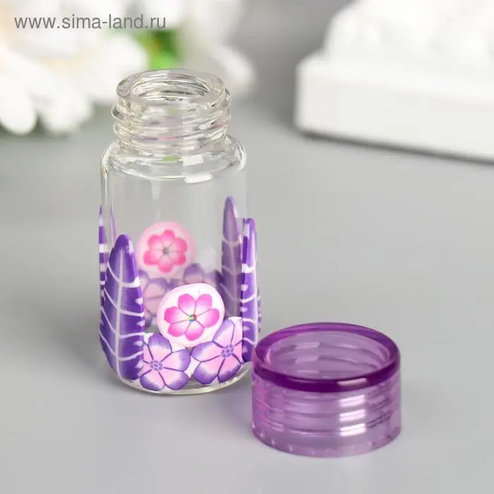 Баночка для скрапбукинга стекло Баночка для скрапбукинга стекло "Цветочная" МИКС 5х2,2х2,2 см
