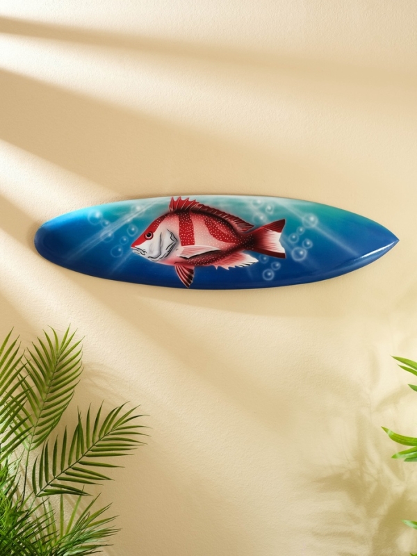 Панно "Доска для сёрфа "Рыбка" дерево 80х21 см