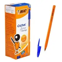 Ручка шариковая, BIC. Orange, синий стержень, узел 0.8 мм, оранжевый корпус