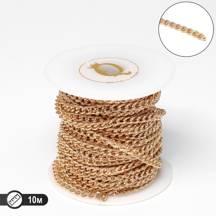 Цепочка железная без карабина на бобине, 0,4×0,4×0,11 см, L=10 м, цвет золото Цепочка железная без карабина на бобине, 0,4×0,4×0,11 см, L=10 м, цвет золото
