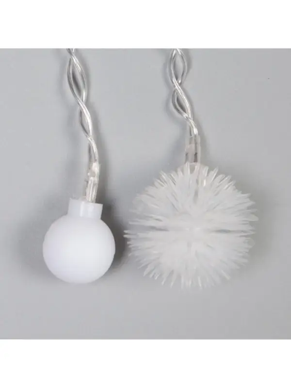 Гирлянда &laquo;Бахрома&raquo; 1.8&times;0.5 м с насадками &laquo;Шарики и ёжики&raquo;, IP20, прозрачная нить, 48 LED, свечение мульти (RG/RB), мигание, 220 В