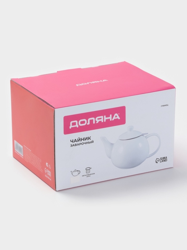 Чайник заварочный «Глянец», 1100 мл, белый, металл сито Чайник заварочный «Глянец», 1100 мл, белый, металл сито