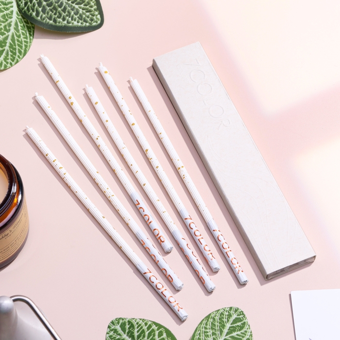 Набор свечей в торт, 6 штук Набор свечей в торт, 6 штук "Исполнение желаний", 16,5 см, белый с золотом