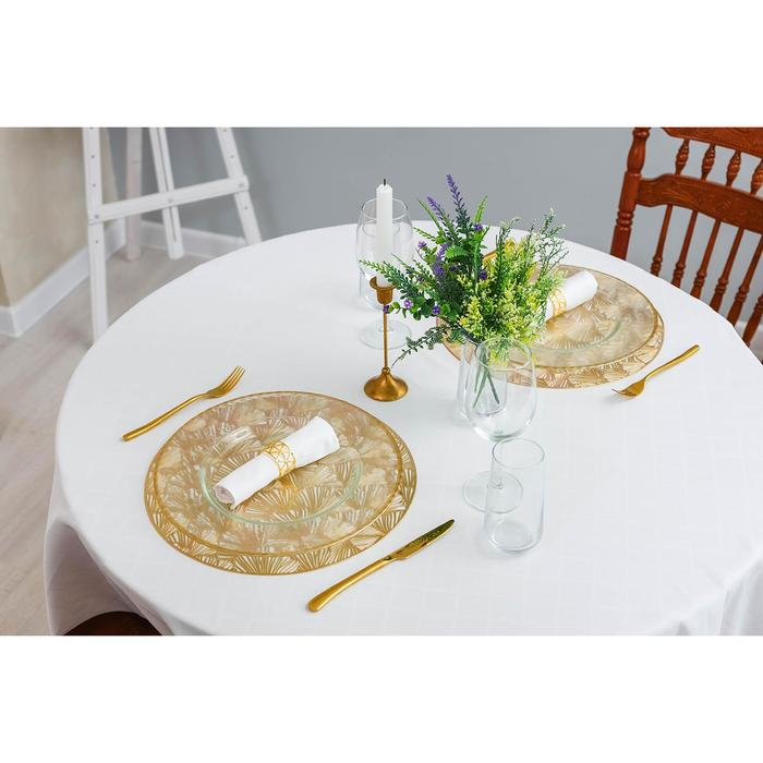 Салфетки сервировочные на стол Доляна «Веер», d=38 см, 4 шт, цвет золотой
