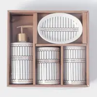 Набор аксессуаров для ванной комнаты &laquo;Греция&raquo;, 4 предмета, мыльница, дозатор 350 мл, два стакана, серый