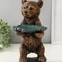 Копилка-подставка для мелочей "Мишка с листком" 34х18 см, бронза с серебром Копилка-подставка для мелочей "Мишка с листком" 34х18 см, бронза с серебром