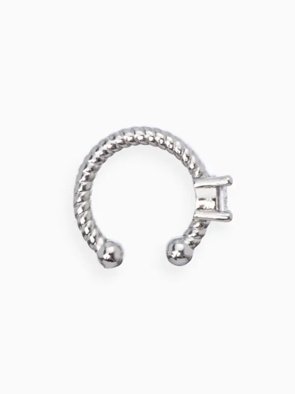 Серьга кафф &laquo;Драгоценность&raquo;, белая в серебре