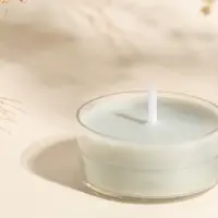 Чайная свеча ароматическая "Круглая" зелёная, аромат грейпфрут и мандарин 3,8х3,8х1,8 см