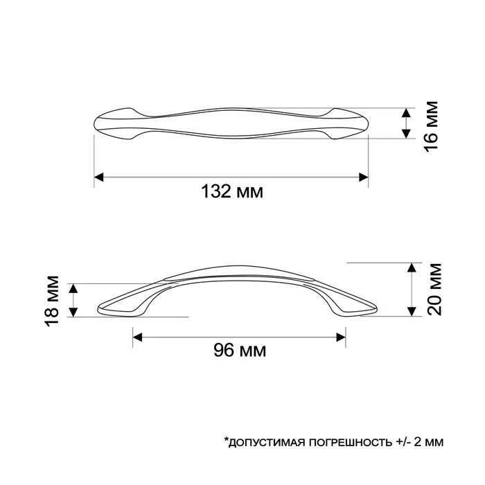 Ручка-скоба ТУНДРА PC179, 96 мм, чёрная, 4 шт.
