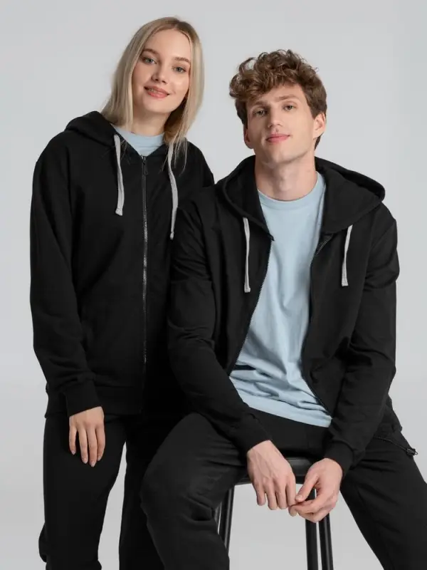 Толстовка на молнии с капюшоном Unit Siverga черная, размер XS Толстовка на молнии с капюшоном Unit Siverga черная, размер XS