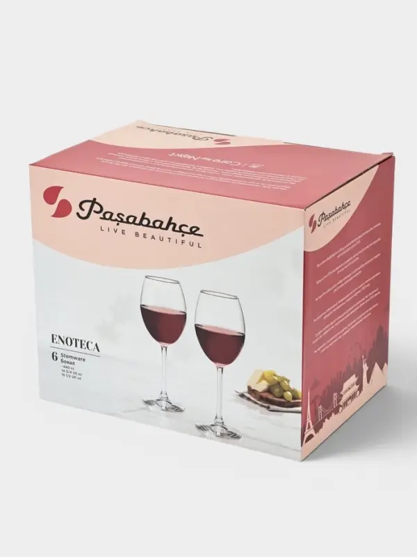 Бокалы для вина Paşabah&ccedil;e Enoteca, 440 мл, набор 6 шт., стекло, прозрачные