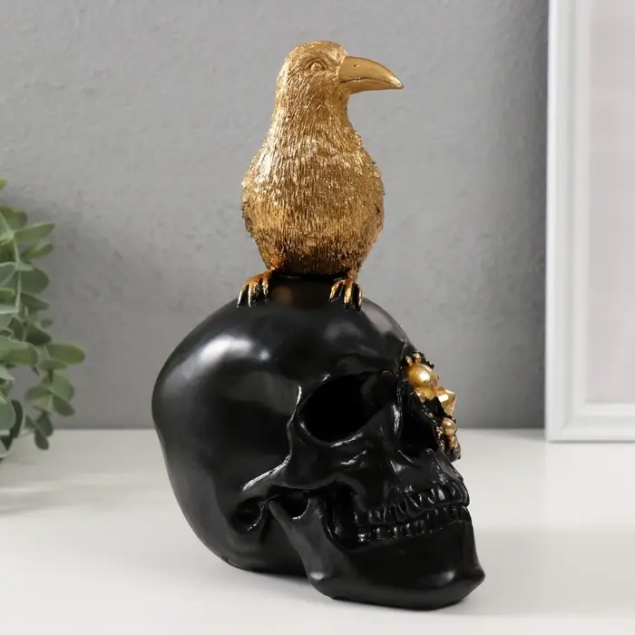 Фигурка полистоун &laquo;Птица на черном черепе&raquo;, 9.5&times;14&times;21 см