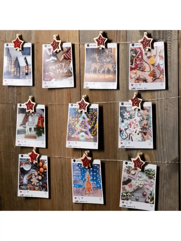 Гирлянда &laquo;Нить&raquo; 2 м, роса с насадками &laquo;Прищепки-звёздочки&raquo;, IP20, серебристая нить, 20 LED, от батареек АА&times;2, свечение тёплое белое