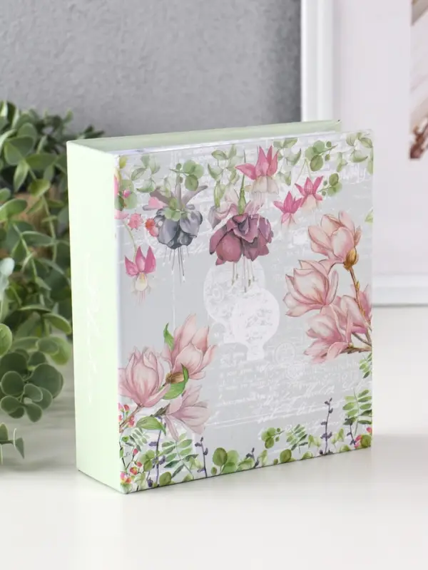 Фотоальбом 100 фото "Нежные цветы" 10X15см, бум.карм.с мемо, клеевой пер-т