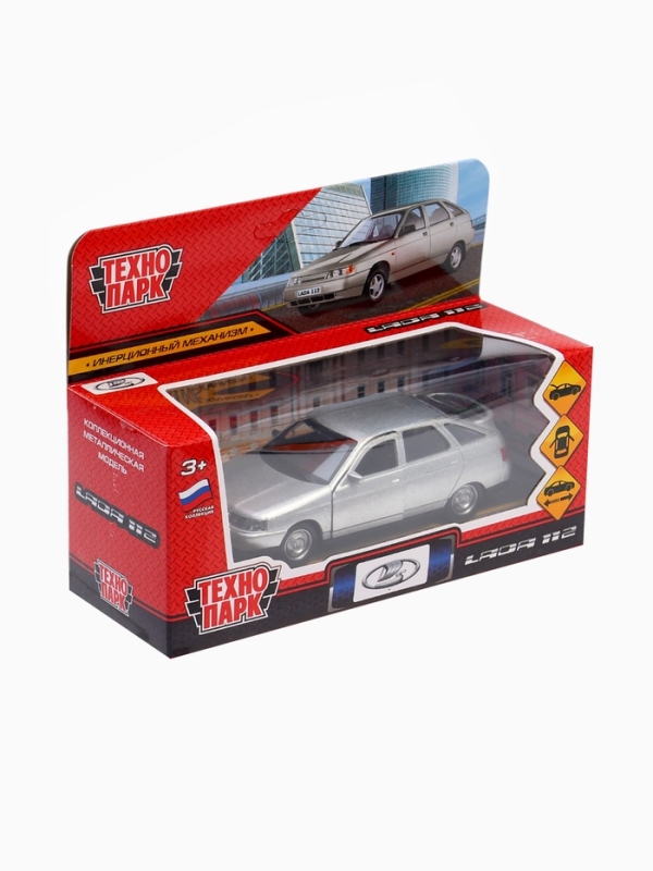 Машина металлическая «ВАЗ-2112», открываются двери, багажник, инерция, 12 см, серебристый