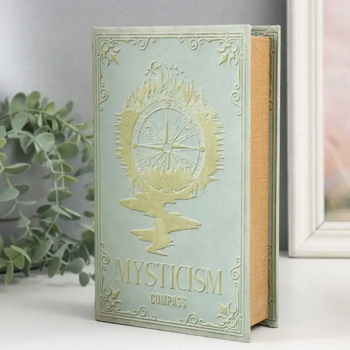 Шкатулка книга - сейф &laquo;Компас&raquo;, дерево и искусственная кожа, с замком, 21&times;13&times;5 см