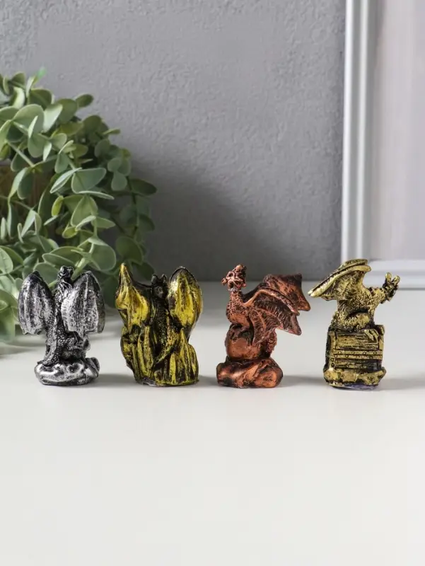 Сувенир полистоун "Мрачный дракон" набор 4 шт 3х4,7х6 см