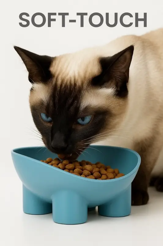 Миска для животных &laquo;БЕГЕМОТ&raquo;, 300 мл, покрытие софт-тач, пластик, серо- голубой