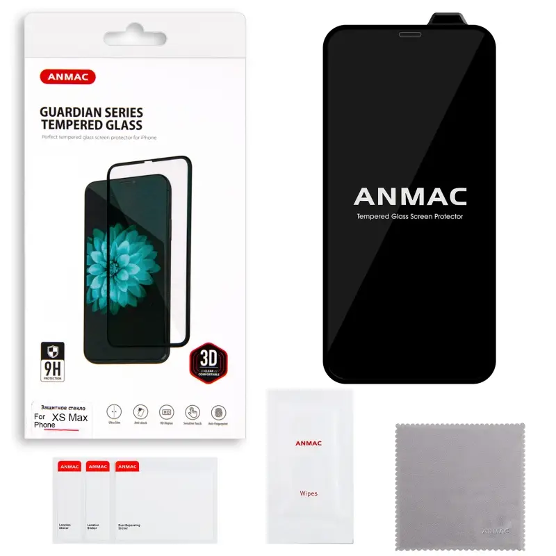 Защитное стекло для iPhone XS Max черный 3D ANMAC  Арт. 1137124