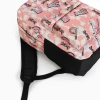 Рюкзак школьный на молнии, с карманами, с рисунками, размер 30&times;13&times;42 см, серый/розовый