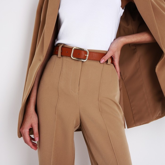 Ремень женский, ширина 3,3 см, пряжка металл, цвет рыжий