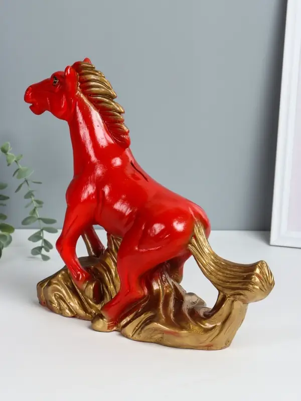 Копилка Копилка "Огненный конь" 28х32х9,5 см, красный с золотом