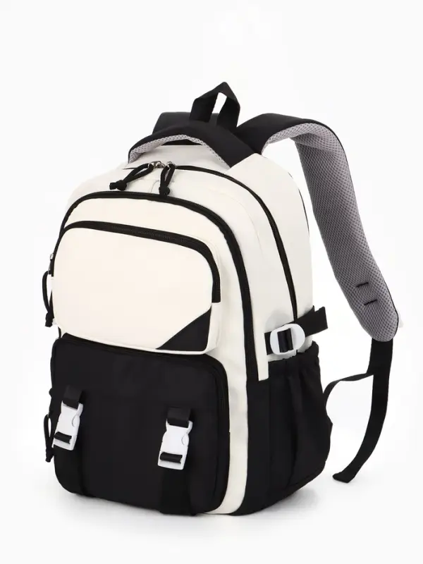 Рюкзак школьный, 2 отделения, 5 карманов, 29&times;13&times;40 см, чёрный, белый