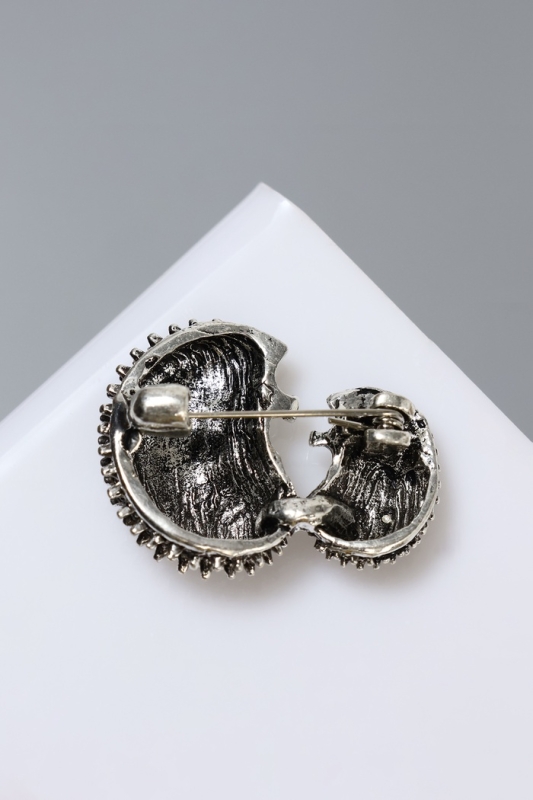 Брошь «Ёжики» мини, цвет чернёного серебра