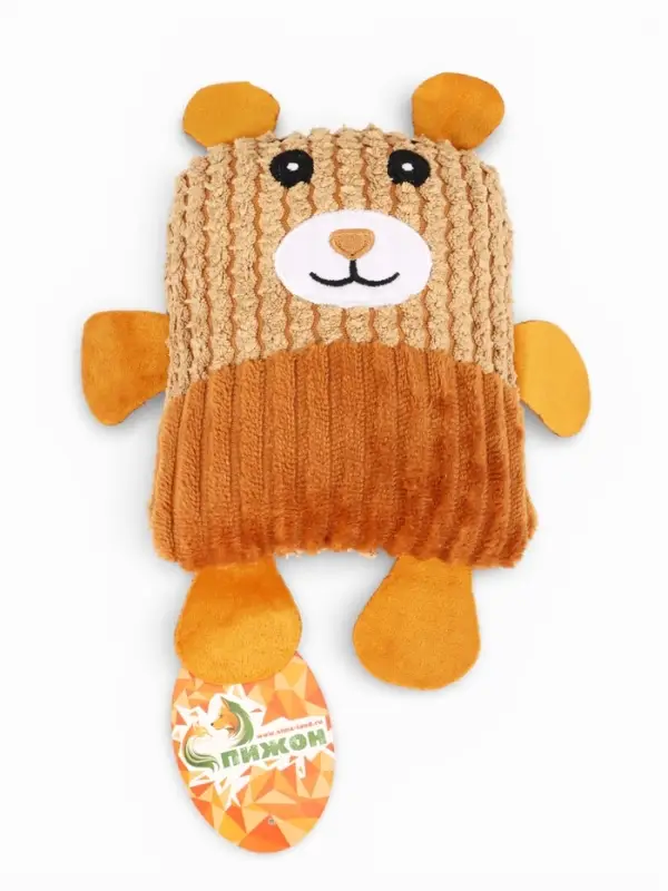 Мягкая игрушка для собак &laquo;Медведь&raquo;, 20 см, с пищалкой, коричневая