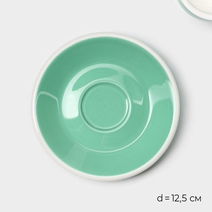 Кофейная пара фарфоровая Magistro Coffee time, 2 предмета: чашка 80 мл, блюдце d=12,5 см, цвет бирюзовый Кофейная пара фарфоровая Magistro Coffee time, 2 предмета: чашка 80 мл, блюдце d=12,5 см, цвет бирюзовый