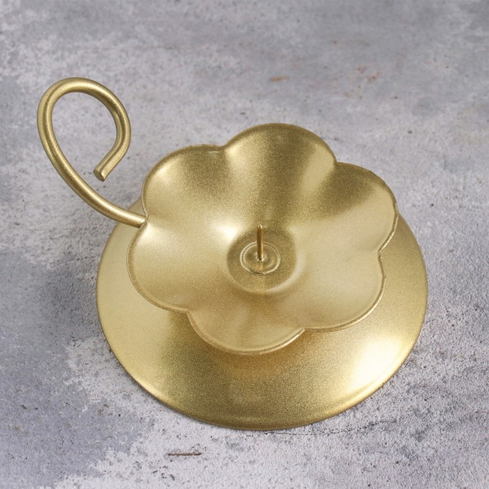 Подсвечник Подсвечник "Цветок Н" металл на одну свечу, 9х3,5 см, золотой