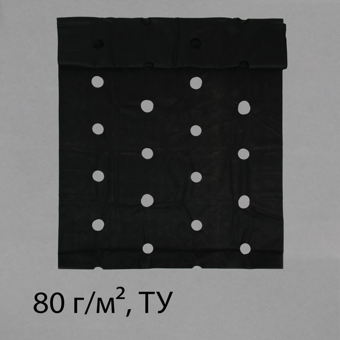 Материал мульчирующий, с перфорацией (4 ряда), 20 × 1,6 м, плотность 80 г/м², спанбонд с УФ-стабилизатором, чёрный, Greengo, Эконом 30% Материал мульчирующий, с перфорацией (4 ряда), 20 × 1,6 м, плотность 80 г/м², спанбонд с УФ-стабилизатором, чёрный, Greengo, Эконом 30%