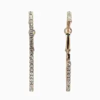 Серьги-кольца со стразами d=5.5 см, белые в золоте