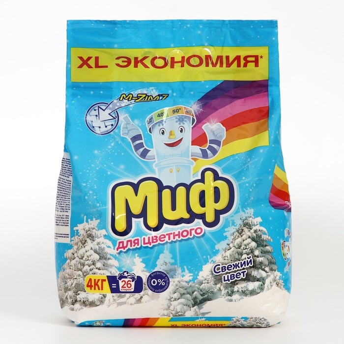 Стиральный порошок  Стиральный порошок "Миф" 3 в 1 "Cвежий цвет", автомат, 4 кг