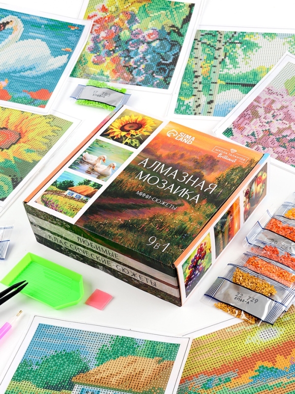 Алмазная мозаика 9 в 1 «Природа», 14,5 х 14,5 см