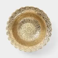Блюдо сервировочное на ножке &laquo;Цветущая поляна&raquo;, 18&times;18&times;6.5 см, латунь