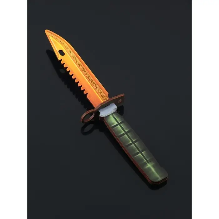 Набор сувенирное оружие «Красный с золотом», автомат, пистолет с глушителем, нож-штык, 3 шт